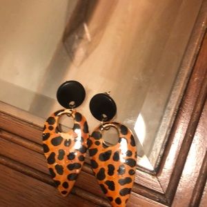 Women preowned Leopard pieced Ears Rings
